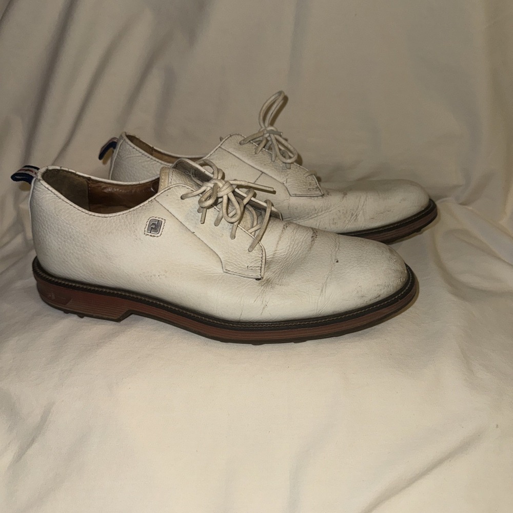 Footjoy  DryJoys Premiere Field Spikeless Golf Shoes, White, 53989, Sz 9.5